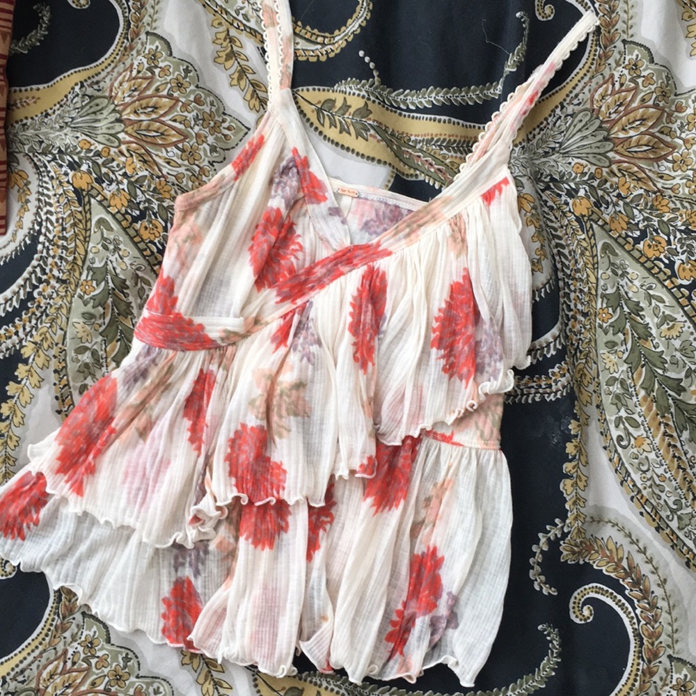 Free People XS Melbourne Floral Ruffled Tank - Picture 2 of 7